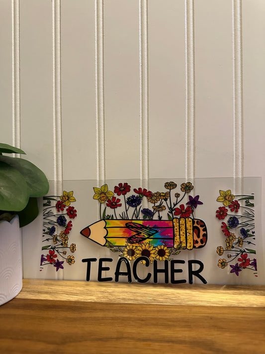 TEACHER with flowers & pencil