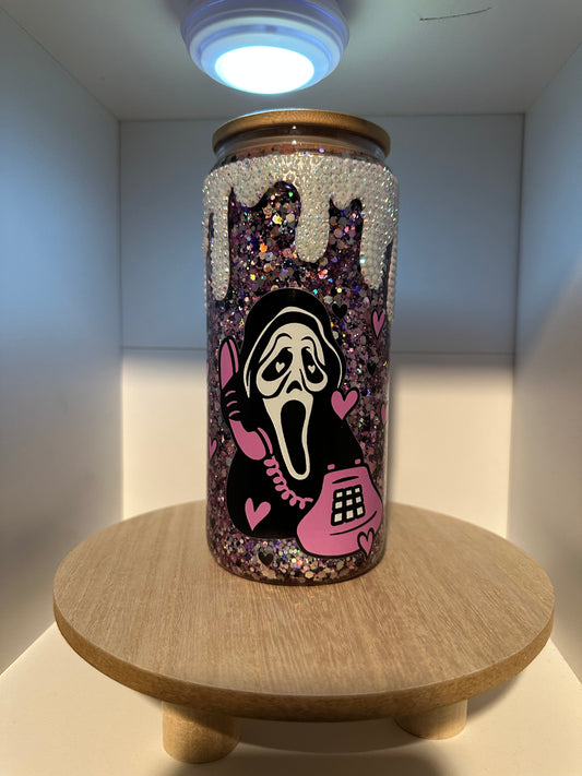 Ghost face with rhinestone drip