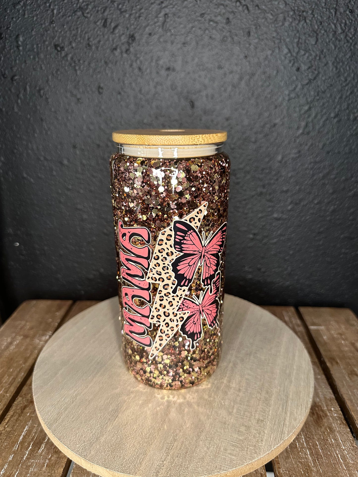 Mama with pink butterflies