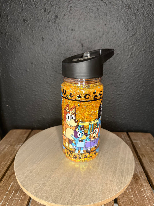 Bluey with cheetah and flowers